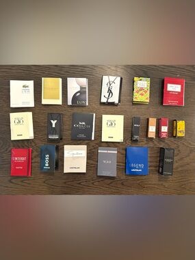 21 piece cologne & perfume samples - travel sizes YSL Tom Ford Gucci Armani Boss